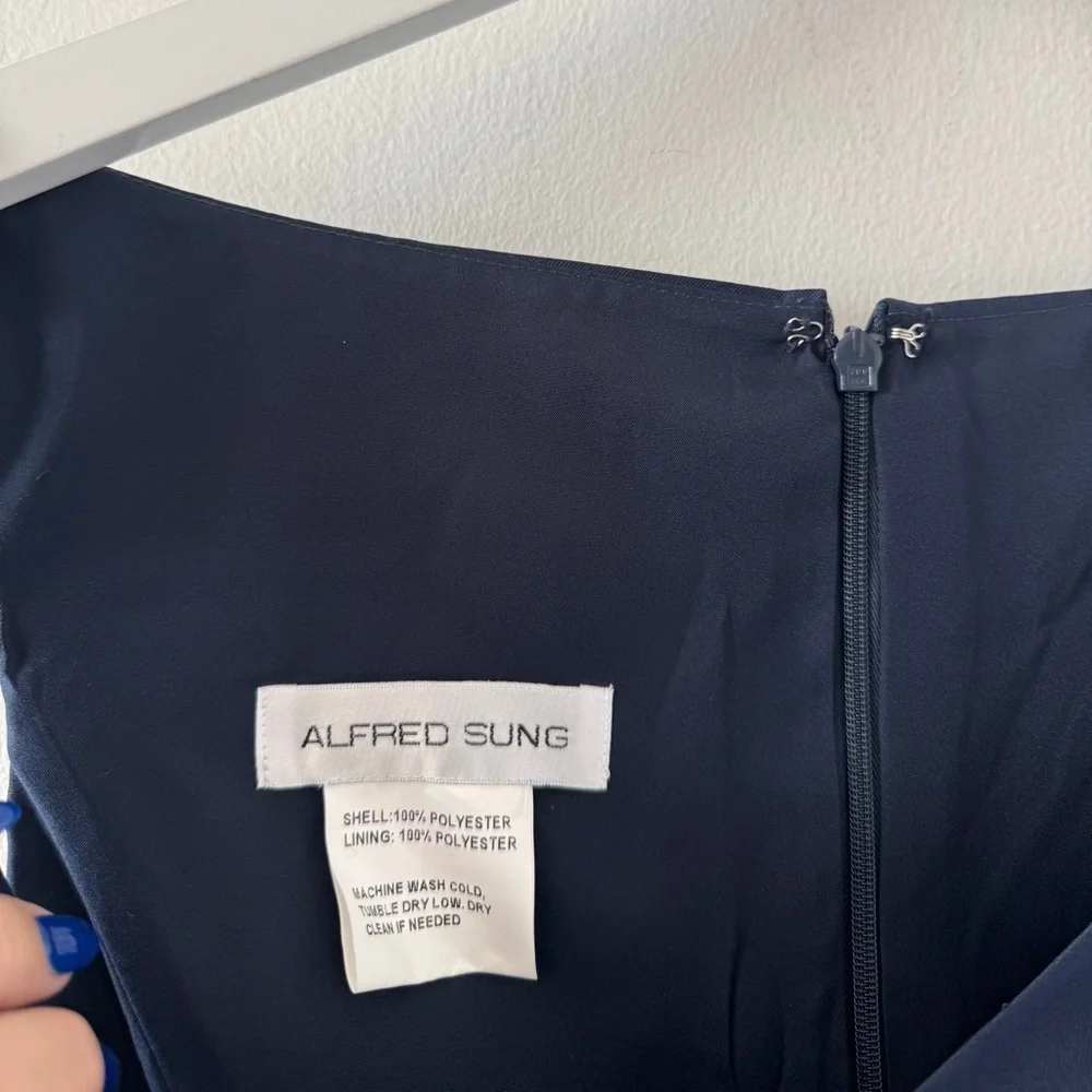 ALFRED SNUG Navy Off The Shoulder Gown 2 - Picture 4 of 6